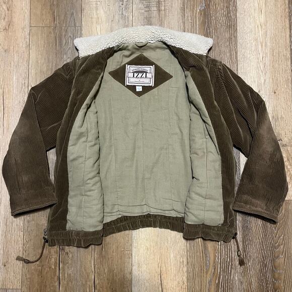 VTG IZZI Brown Corduroy Sherpa Lined Barn Coat Jacket Size Small Work Rugged - Picture 5 of 9